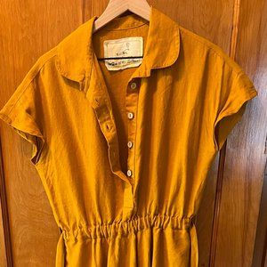 notPerfectLinen PERTH collar linen dress Saffron Size: M/L